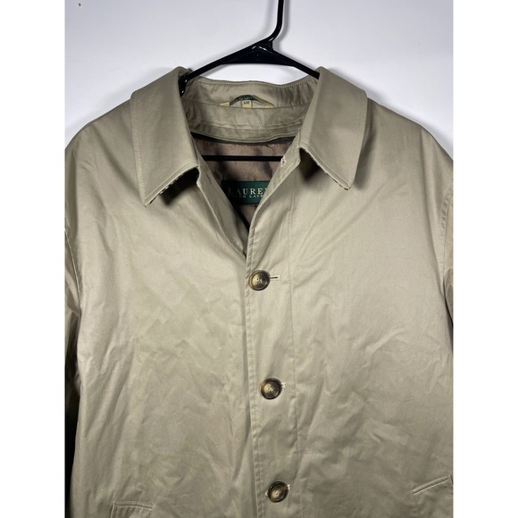 Ralph Lauren Men's‎ Tan Button Front Trench Coat Overcoat Jacket 44R - Picture 2 of 10